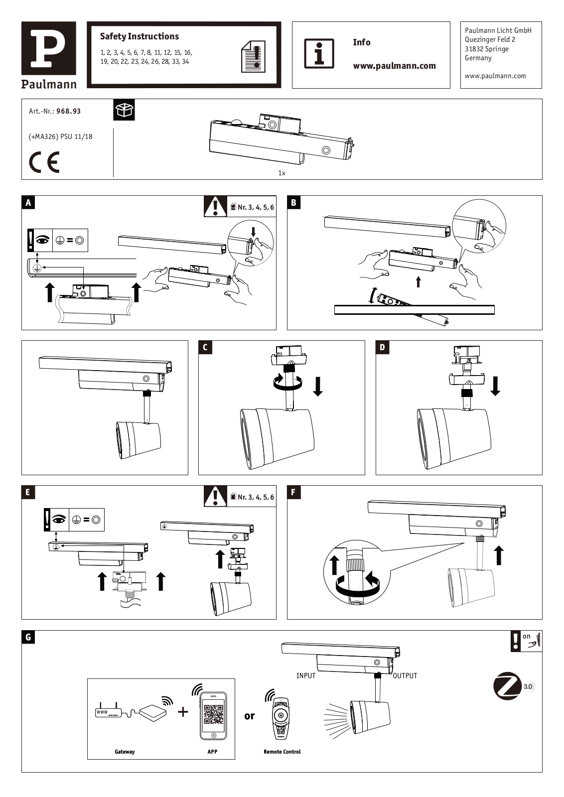 Paulmann 968.93 operation manual