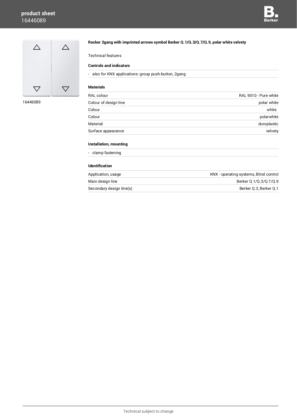 Berker 16446089 User Manual