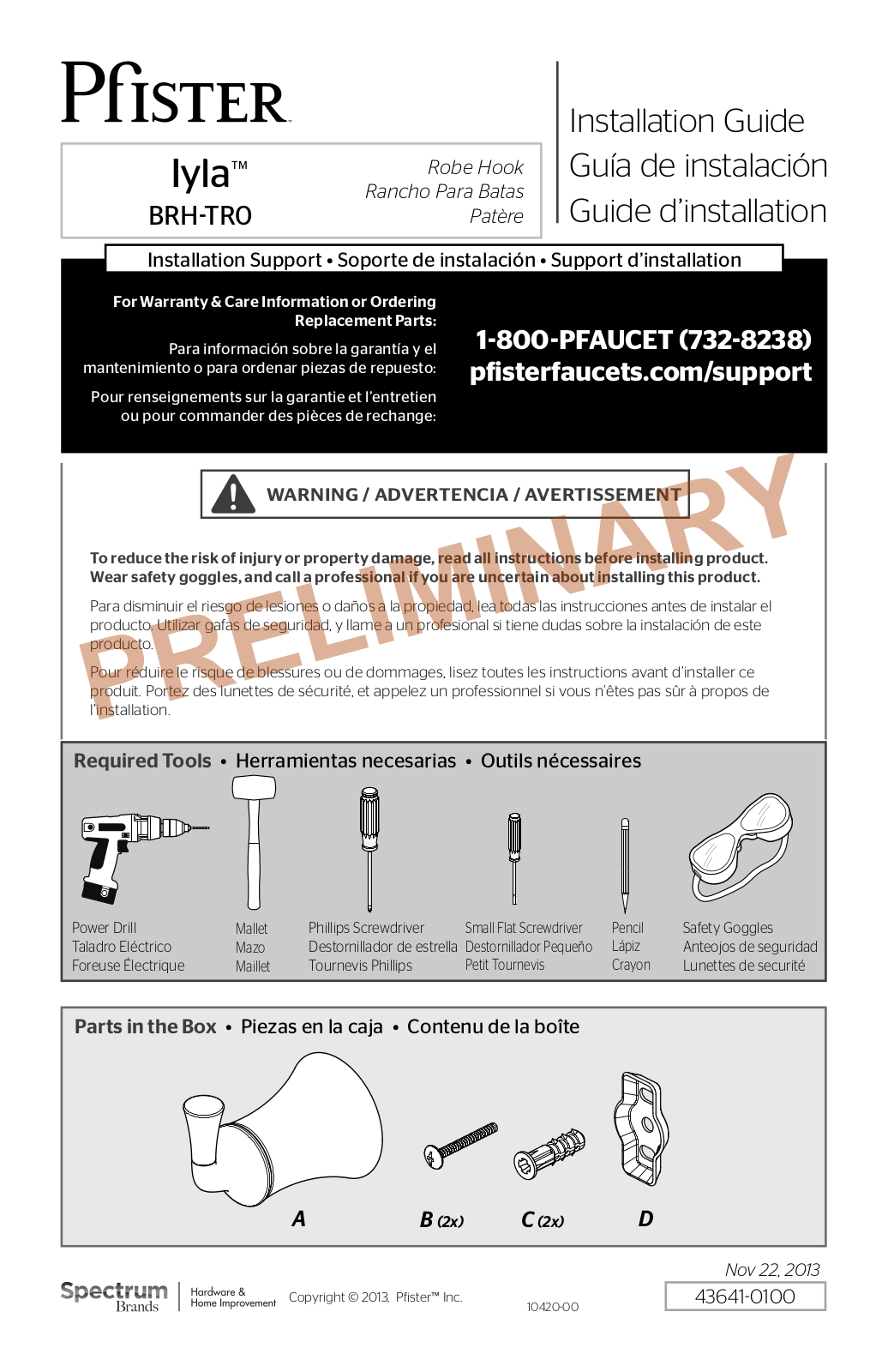 Pfister BRH-TR0K User Manual