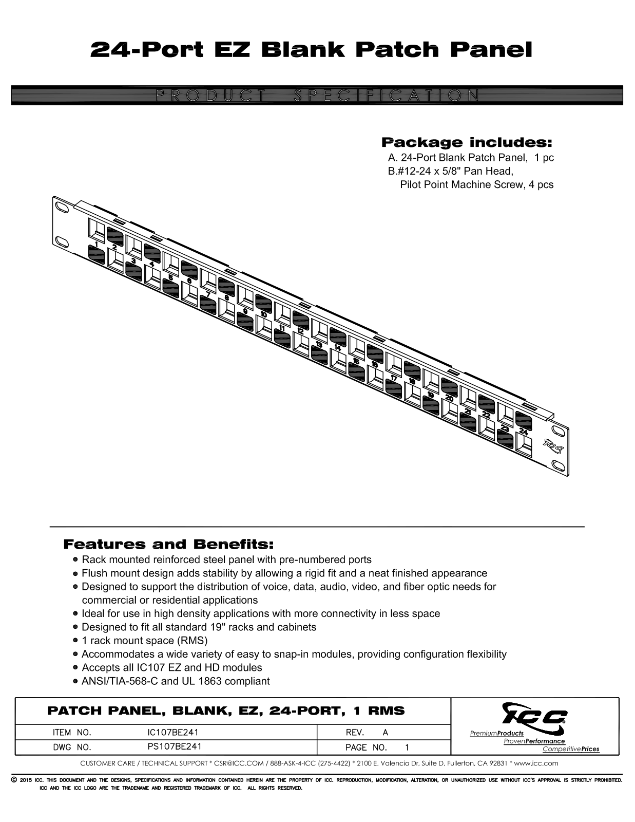 ICC IC107BE241 Specsheet