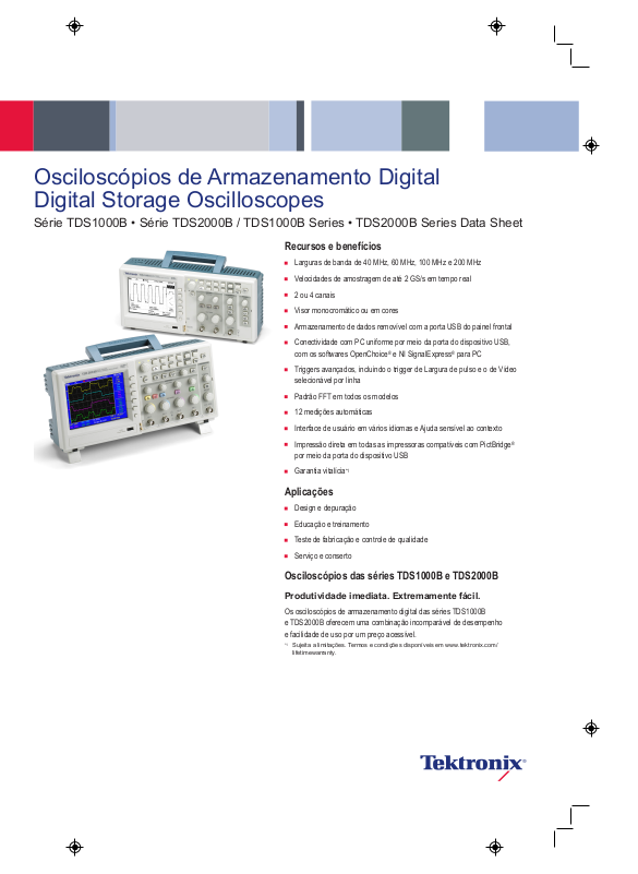 Tektronix TDS2004B, TDS1001B, TDS2024B, TDS2014B, TDS1002B DATASHEET