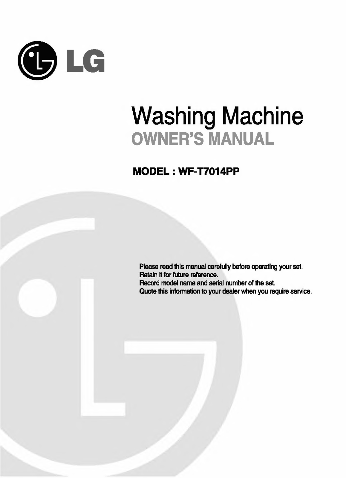 LG WF-T7016PP User Manual