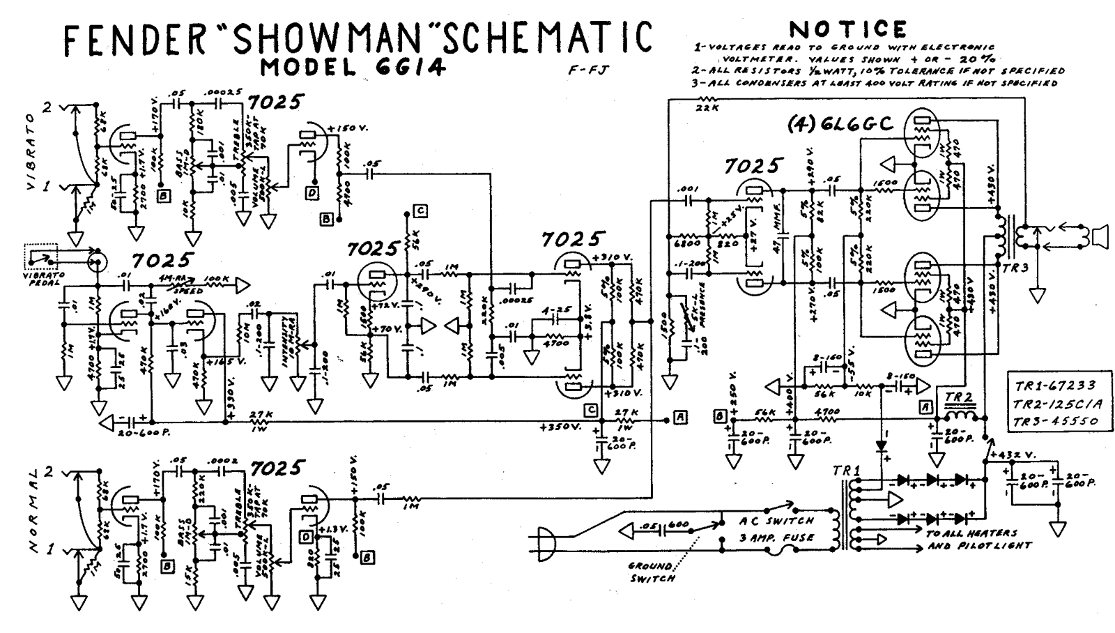 Fender Showman-6G14 Schematic