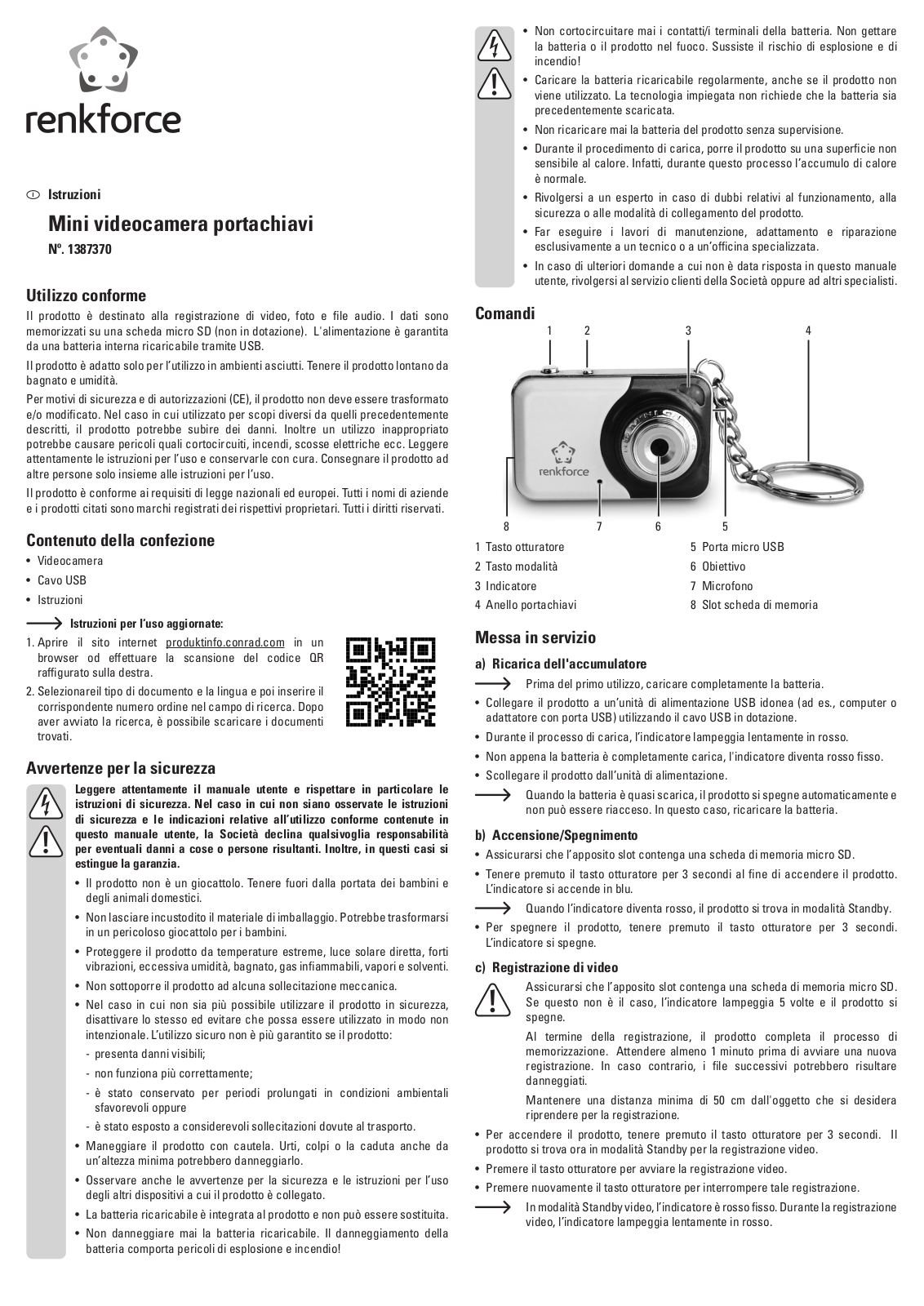 Renkforce 1387370 Operating Instructions