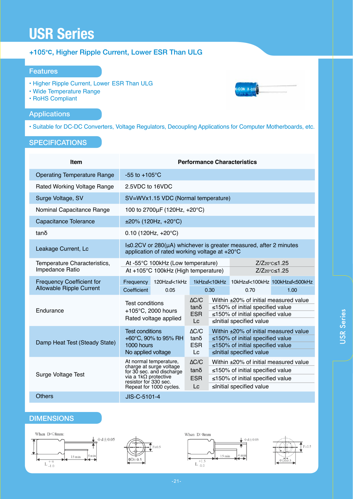 Datasheet Samxon.X-CON [polymer thru-hole] USR Series Datasheet - ManualMachine.com