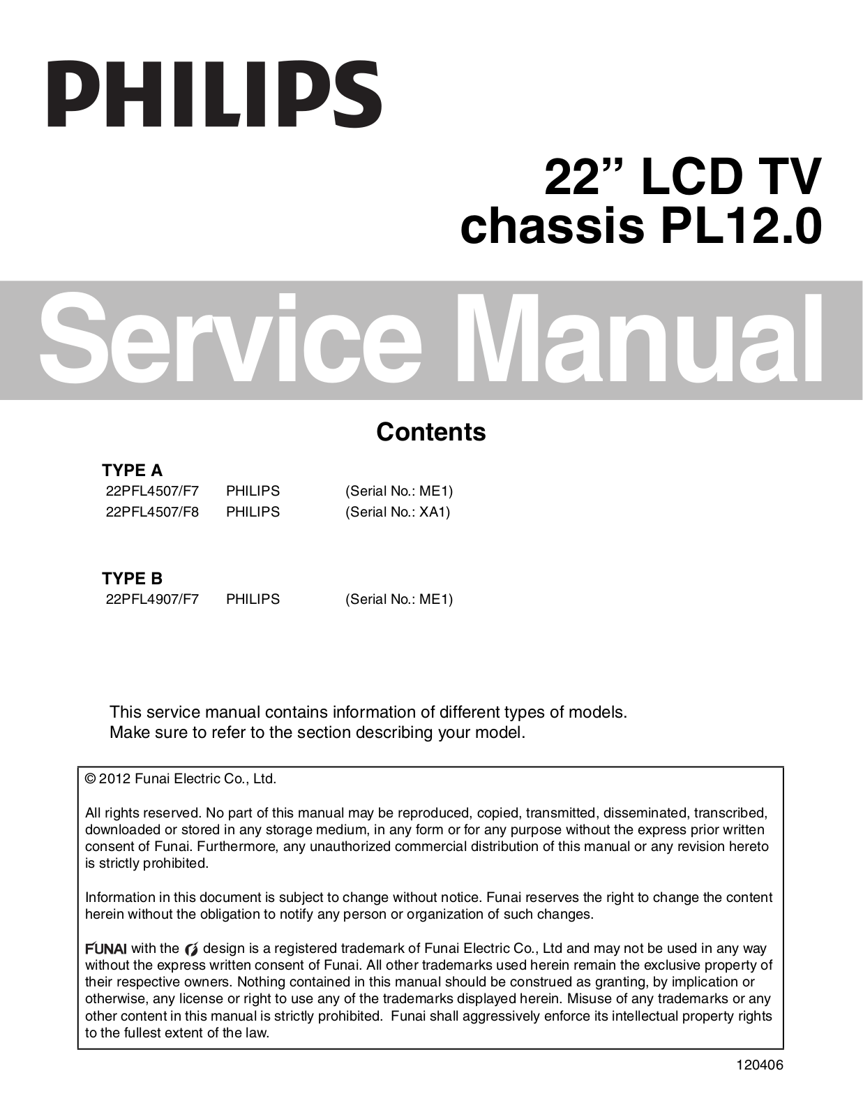 Philips 22PFL4507-F7 Service Manual