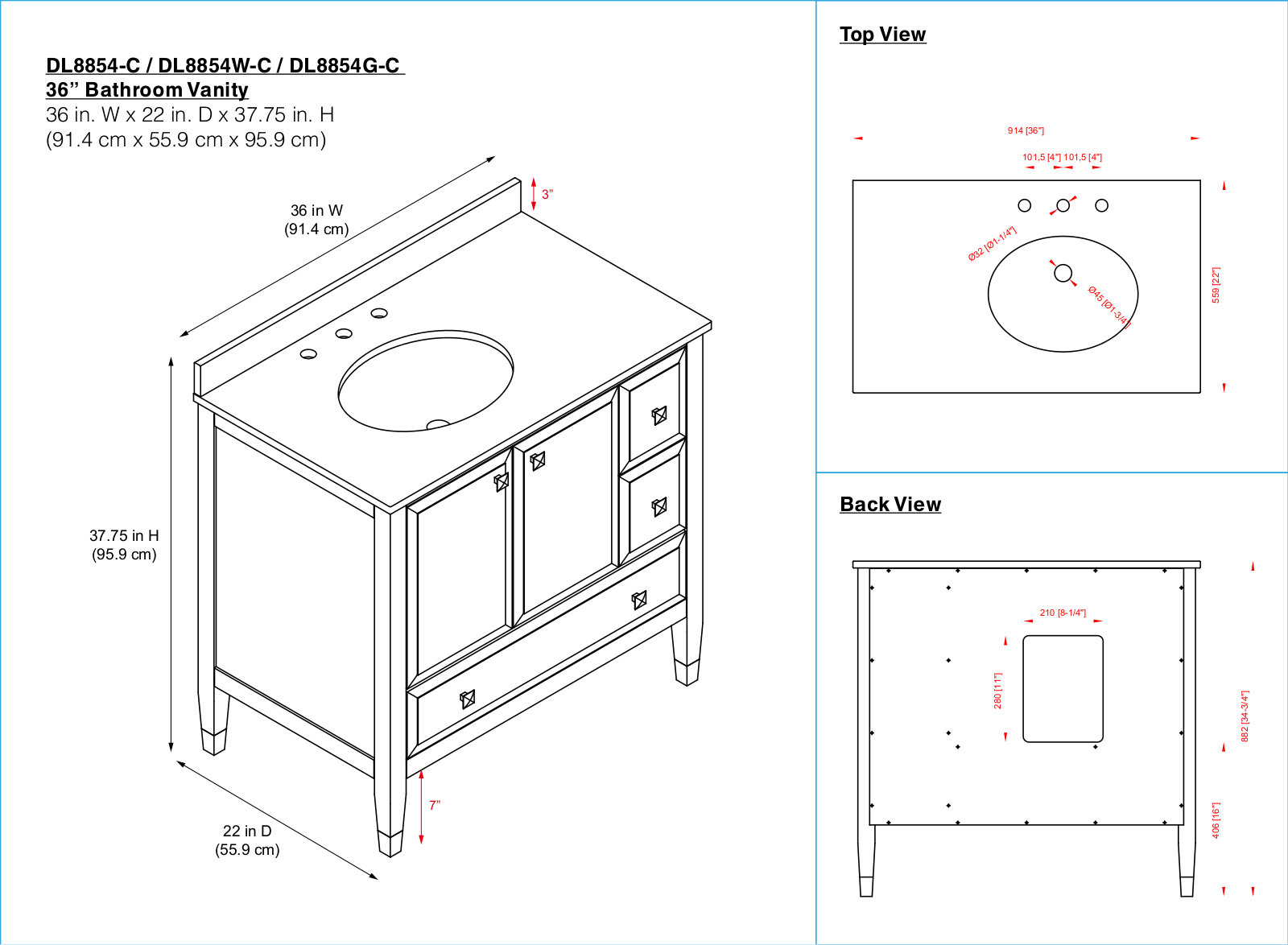 Dorel Living DRIA1825 Dimensions - ManualMachine.com