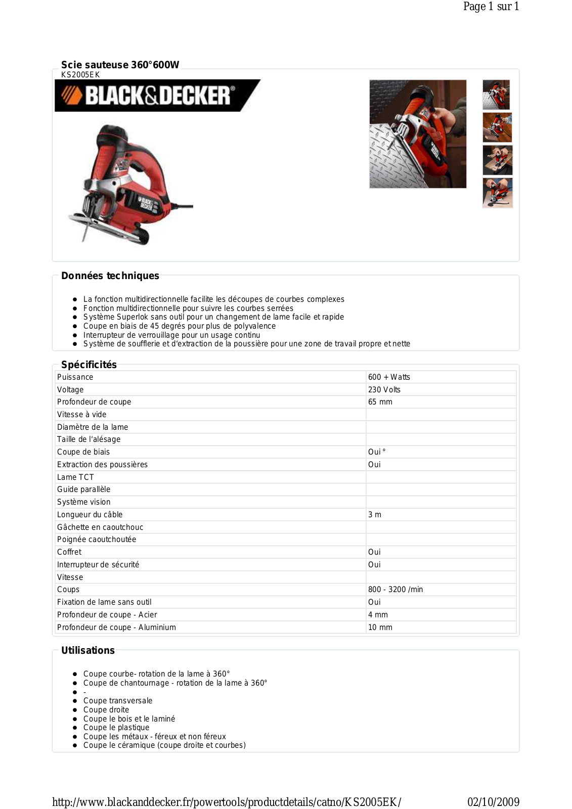 BLACK & DECKER KS2005EK User Manual