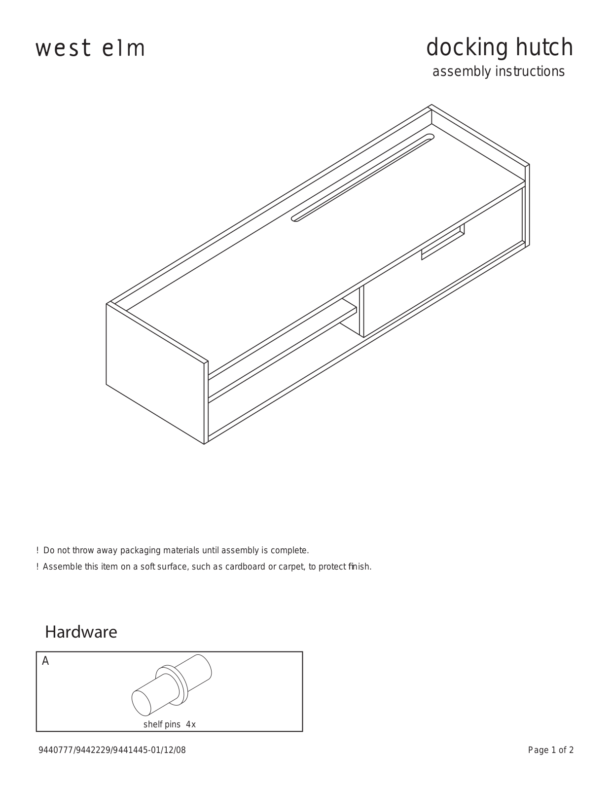 West Elm Docking Hutch Assembly Instruction