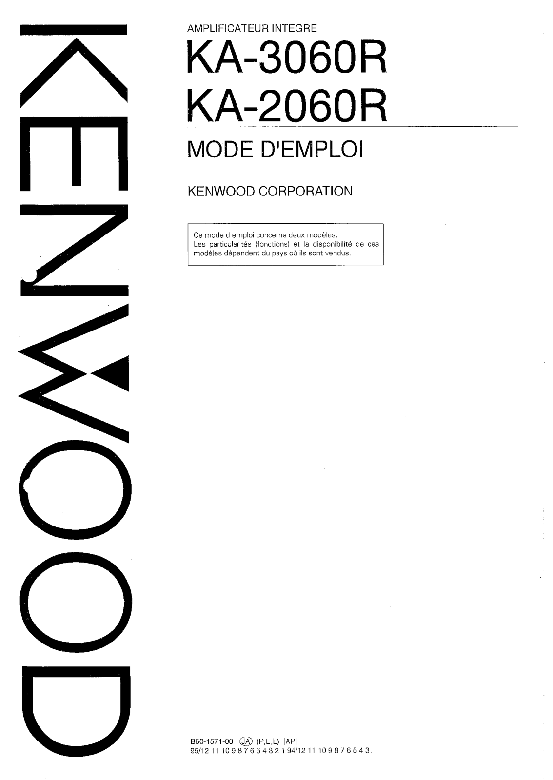 KENWOOD KA-3060R User Manual