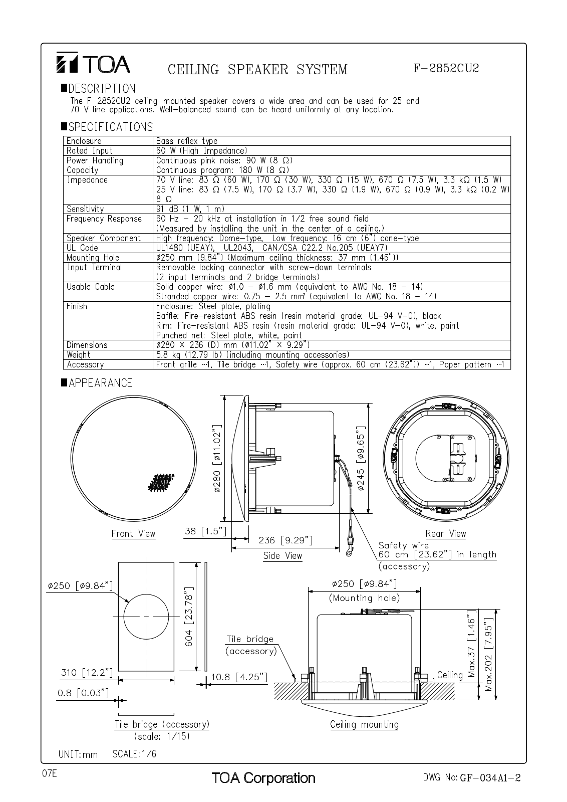 TOA F-2852CU2 User Manual