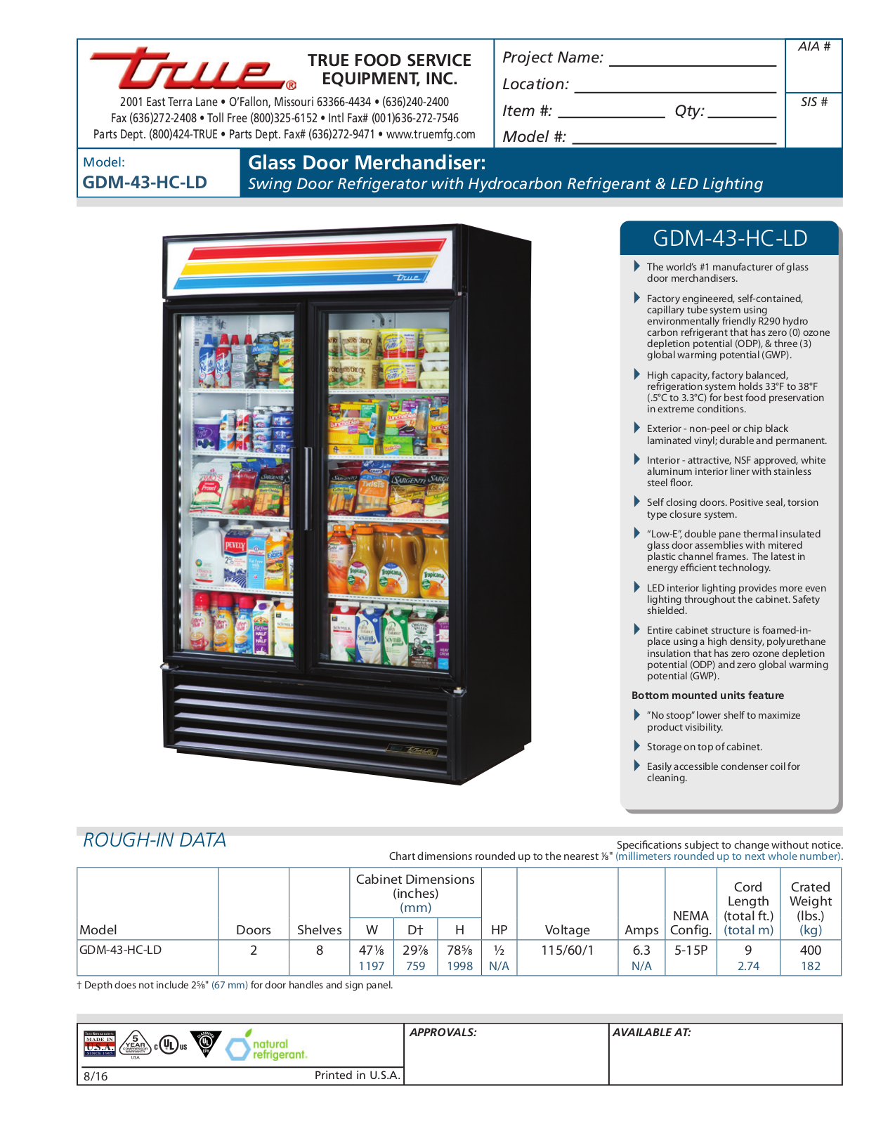 True GDM-43-HC-LD User Manual