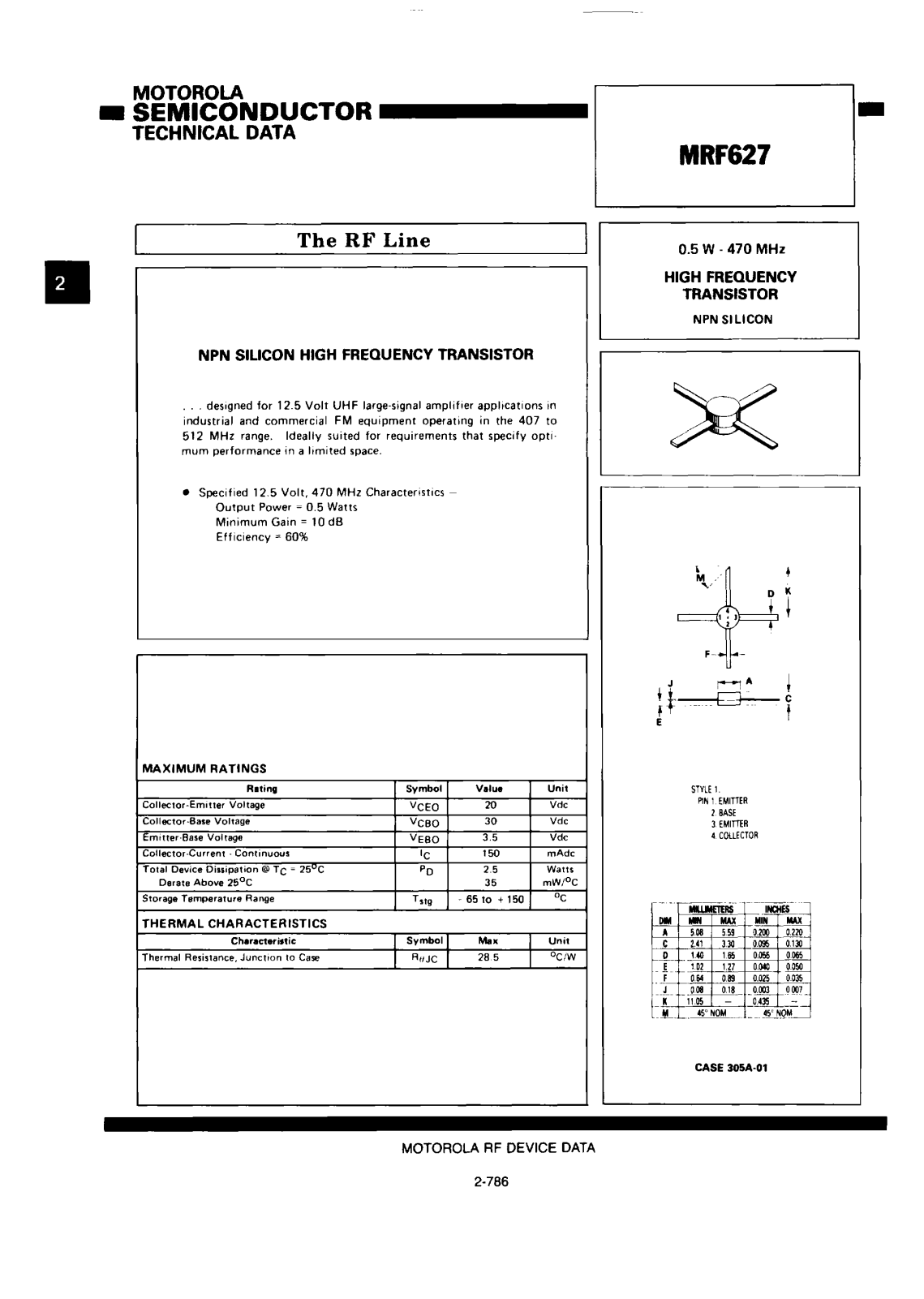 Datasheets MRF627 Datasheet - ManualMachine.com