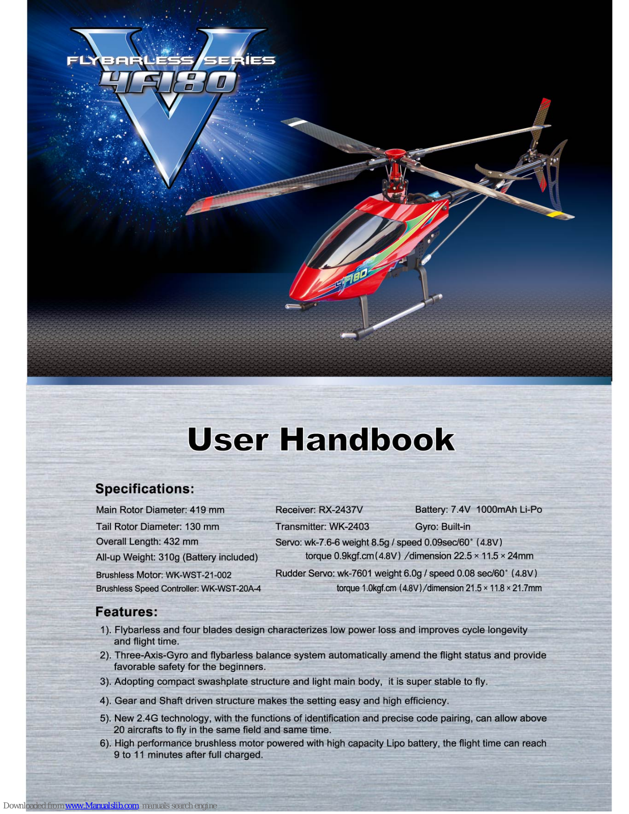 Walkera 4F180 User Handbook Manual