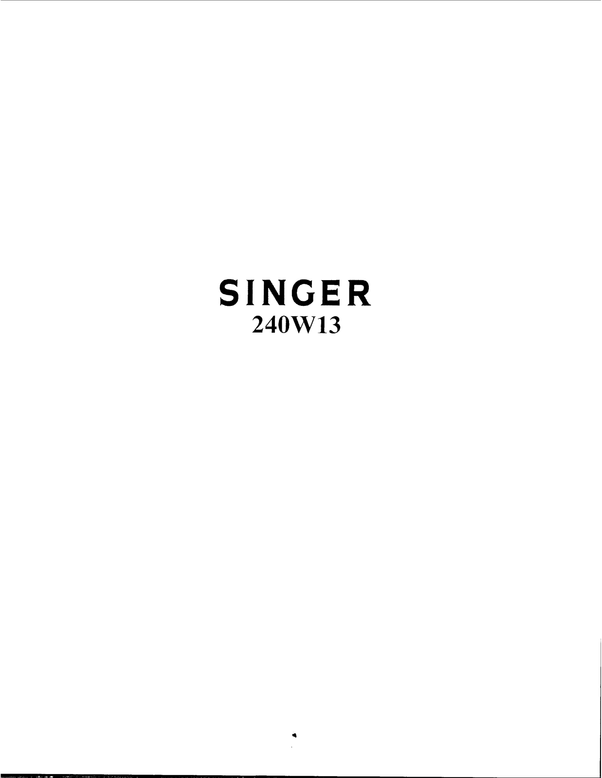 SINGER 240W13 Parts List