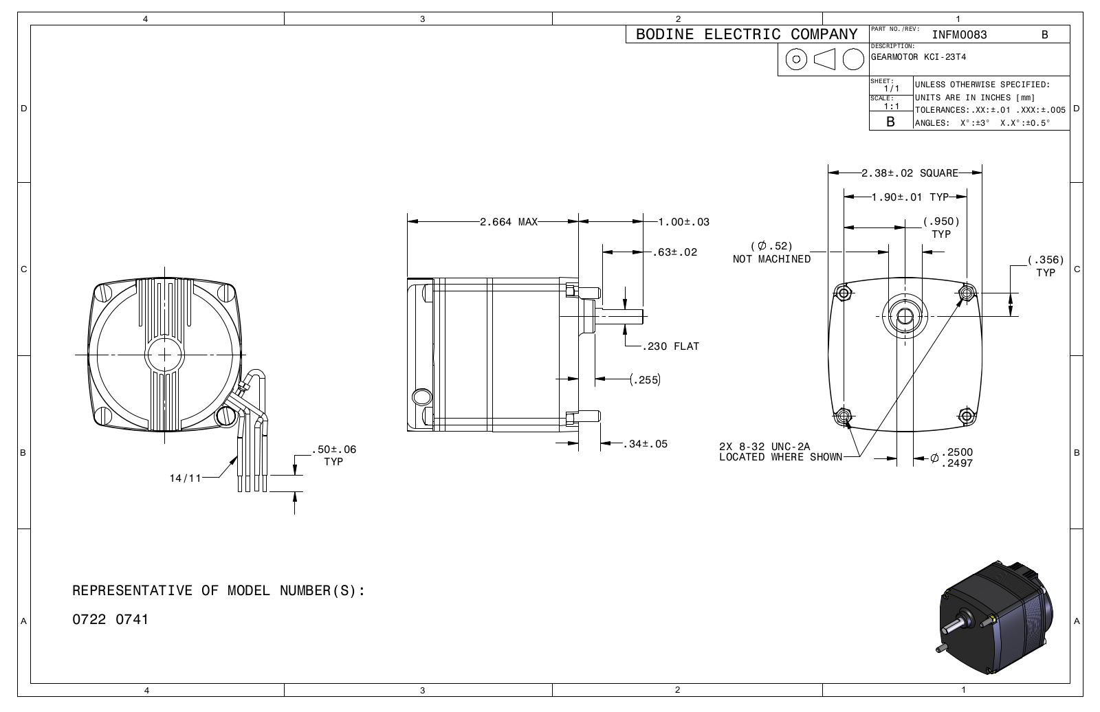 Bodine 0722, 0741 Reference Drawing