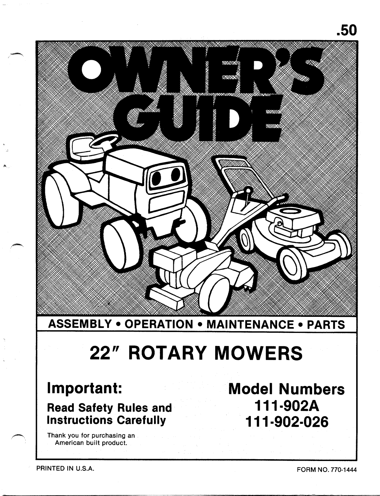 MTD 111-902A, 111-902-026 User Manual