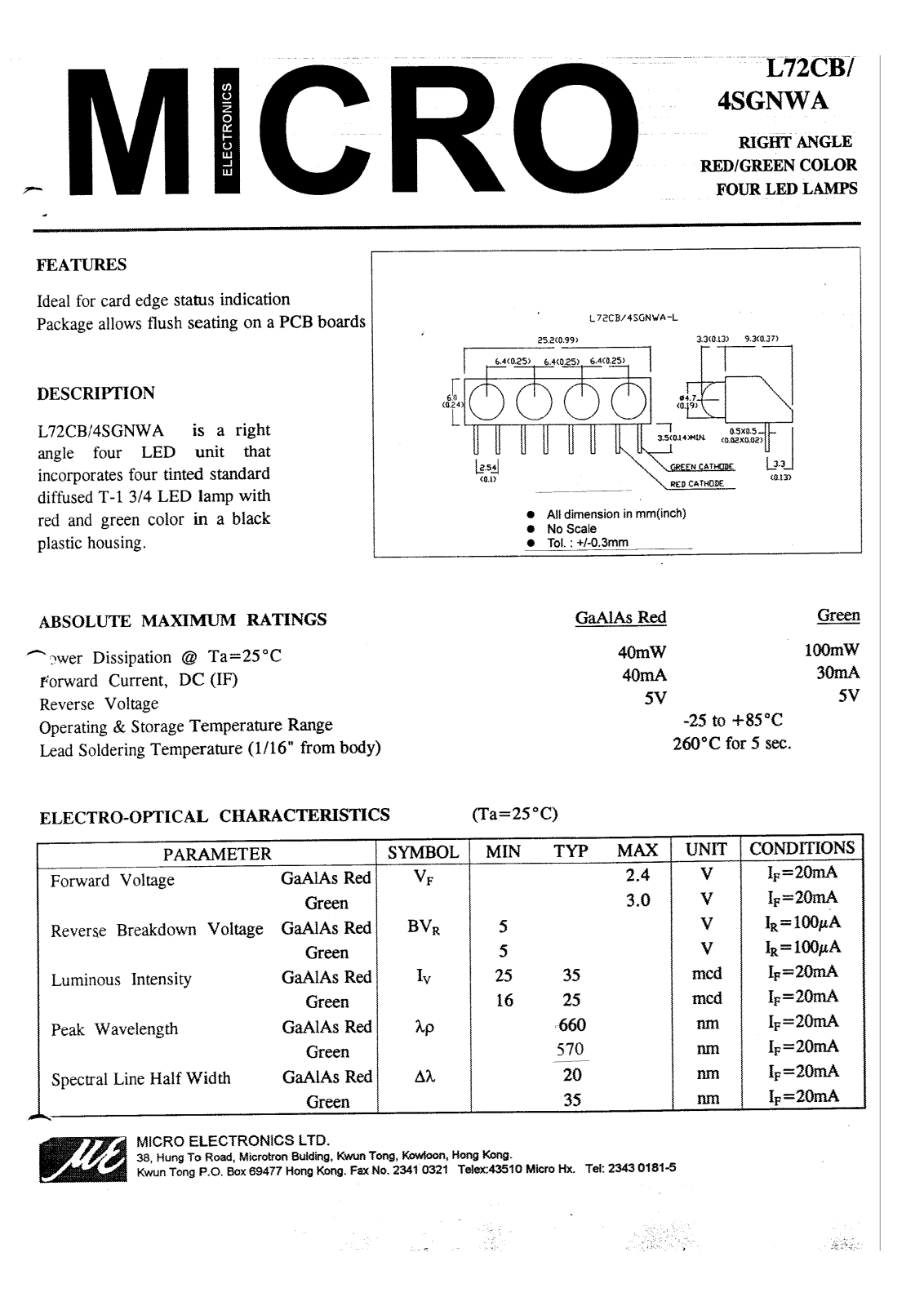 MICRO L72CB4SGNWA Datasheet