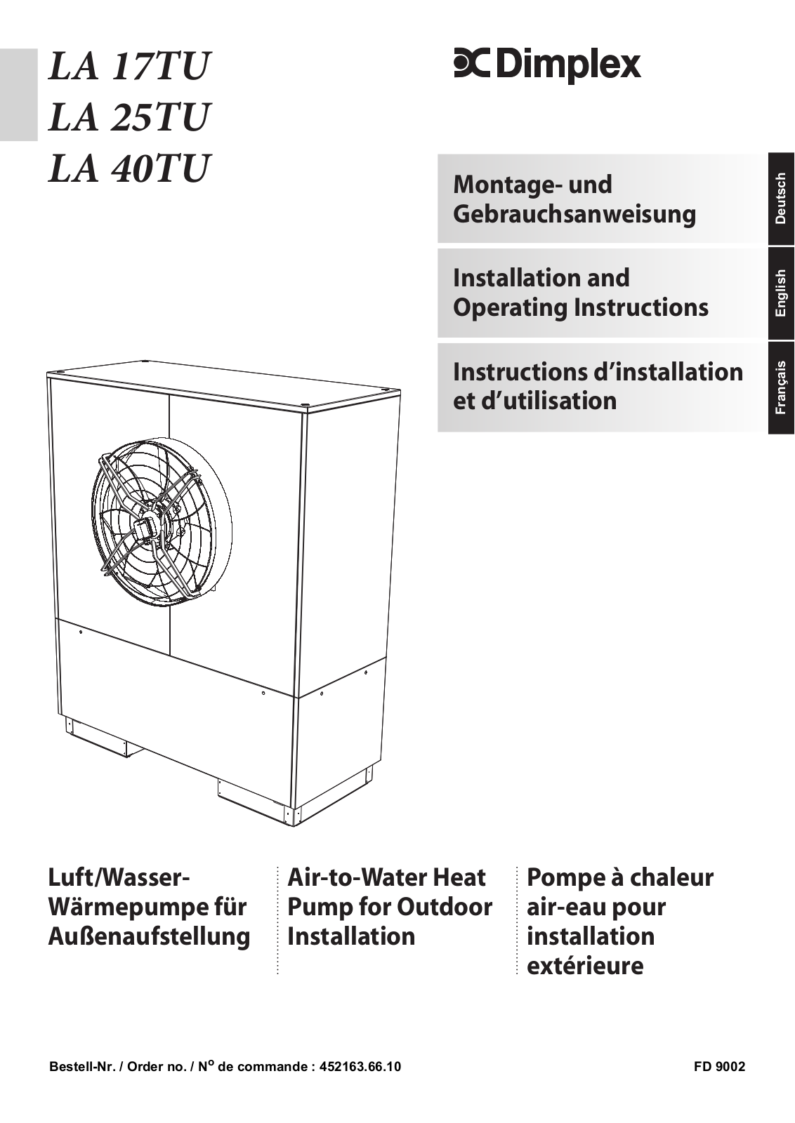 Dimplex LA 17TU, LA 25TU, LA 40TU Installation And Operating Instructions Manual