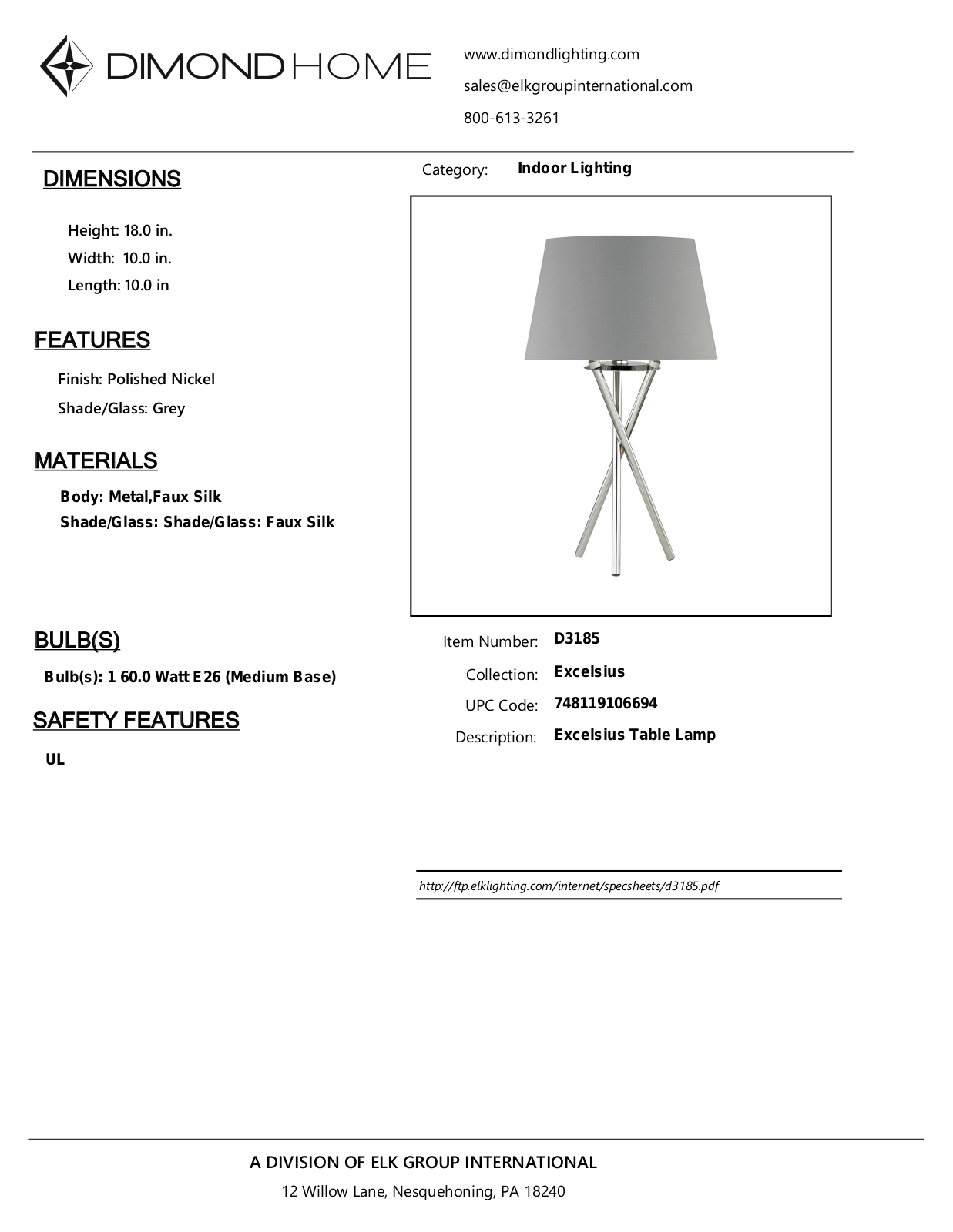 ELK Home D3185 User Manual