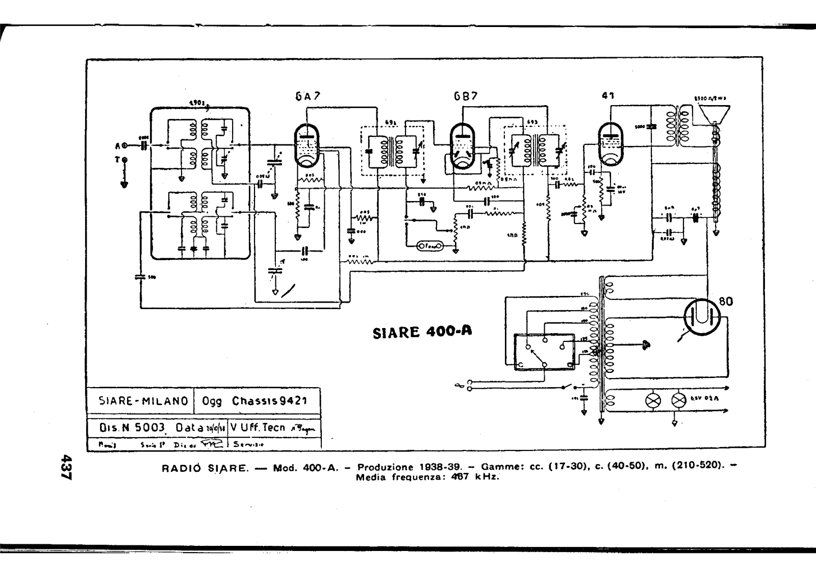 Siare Crosley 400a schematic