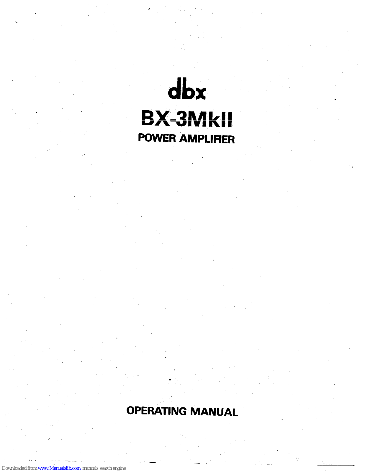 dbx BX-3MkII Operating Manual