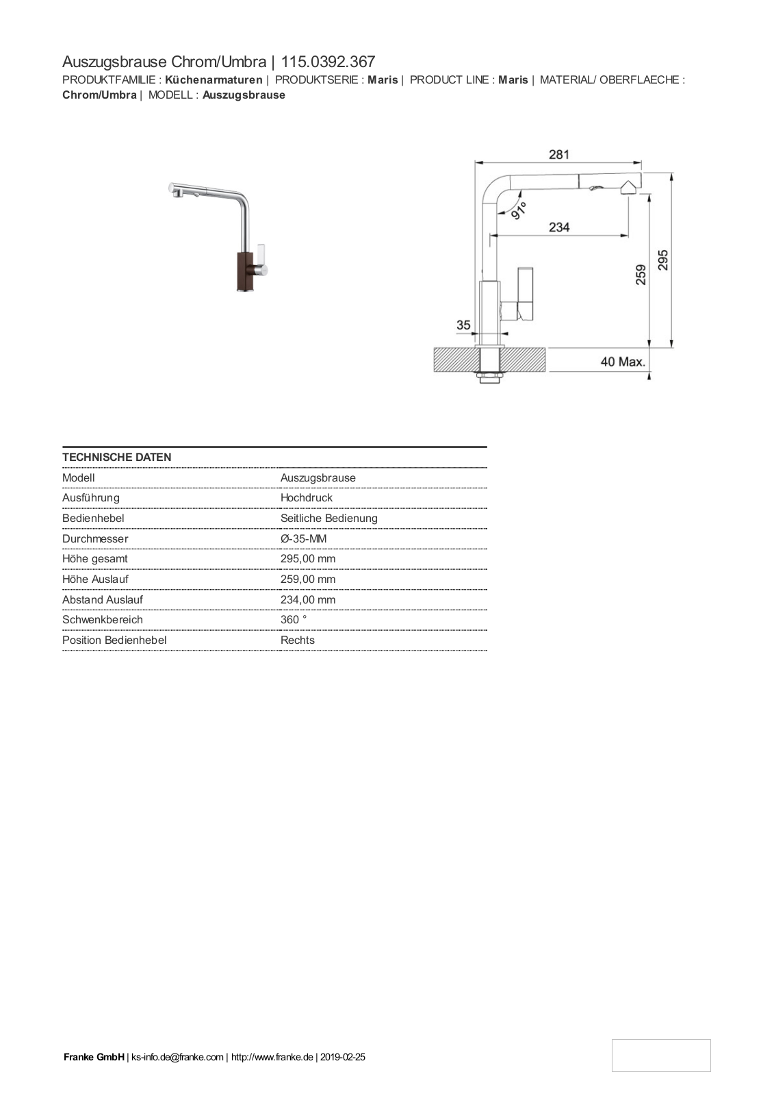 Franke 115.0392.367 Service Manual