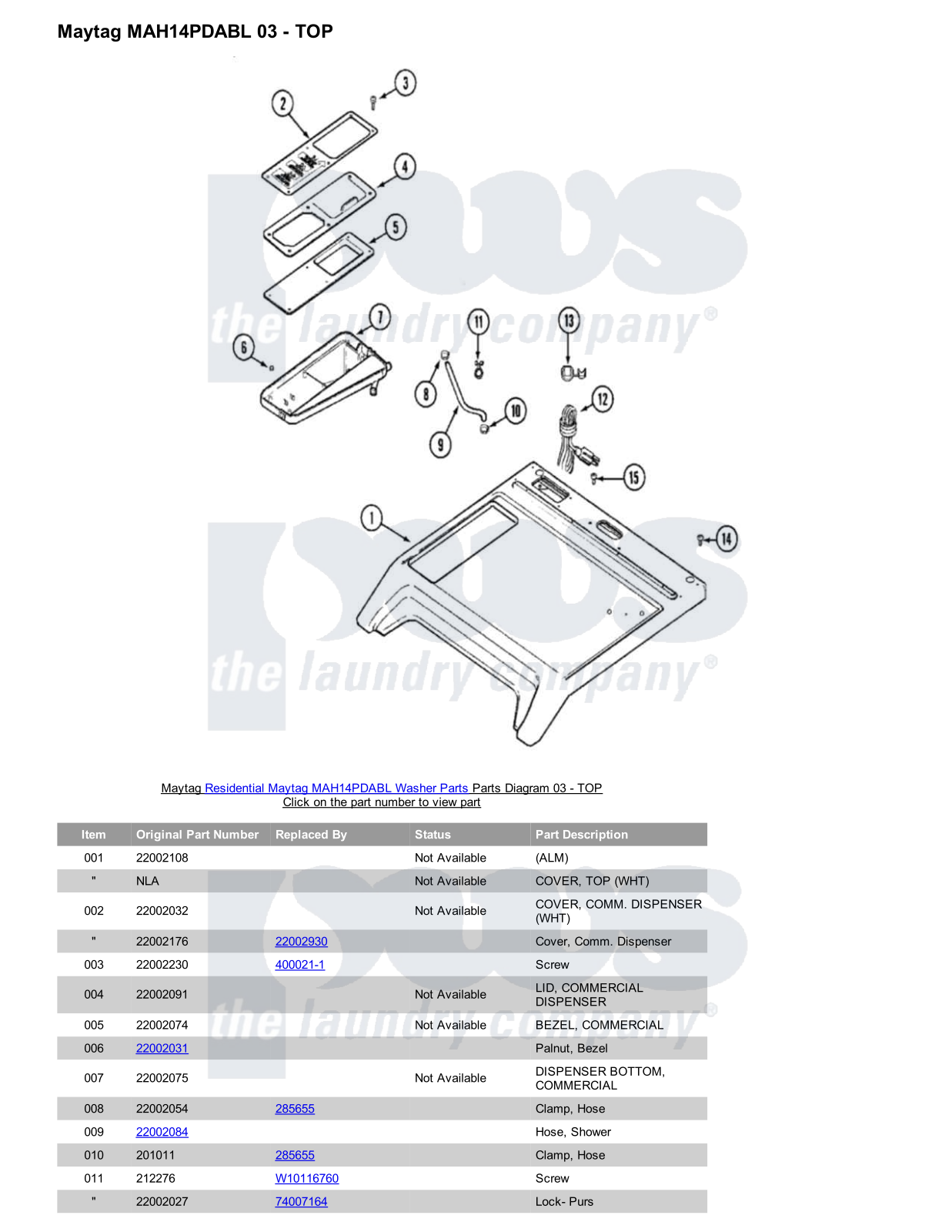 Maytag MAH14PDABL Parts Diagram