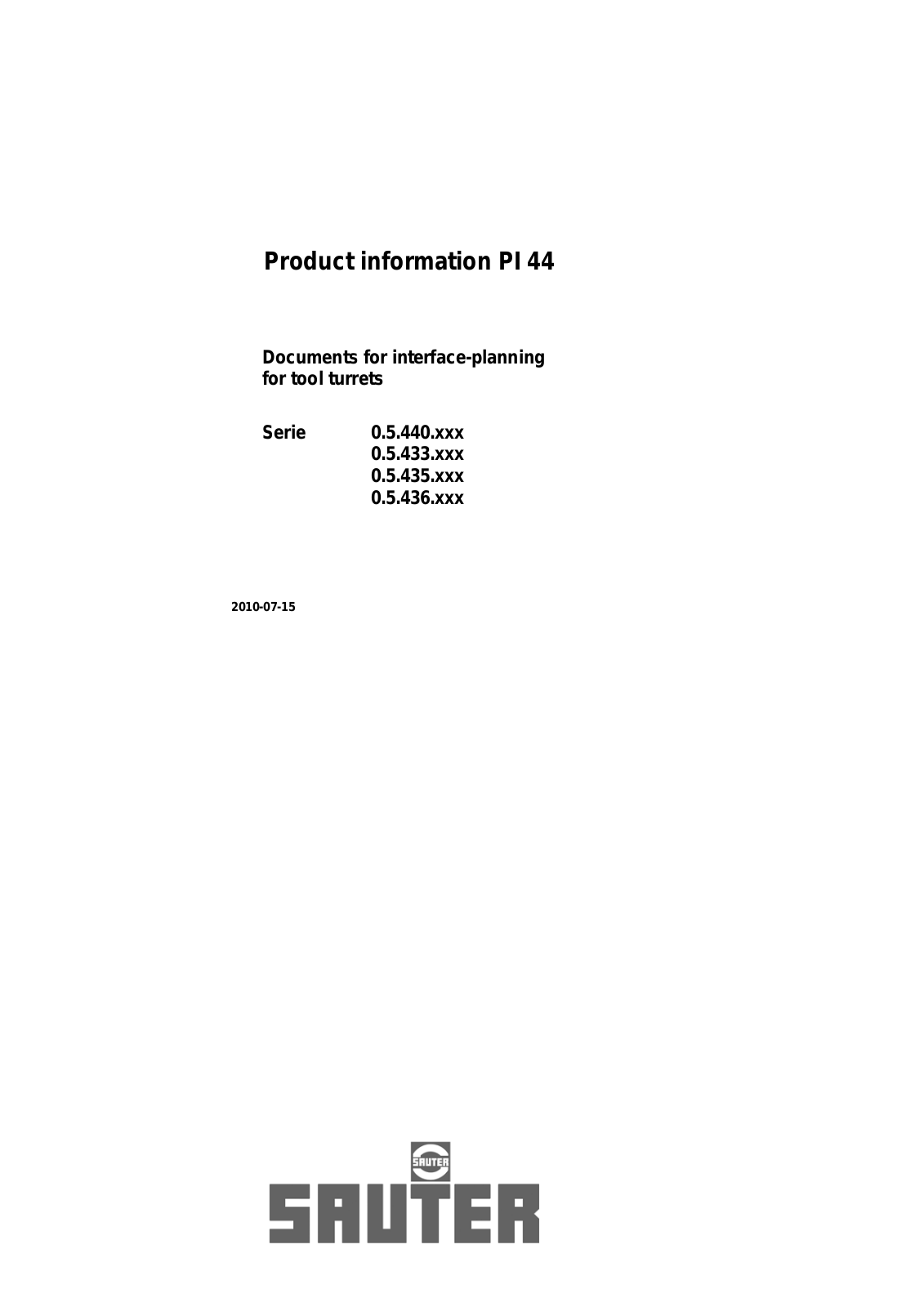 sauter PI 44 User Manual