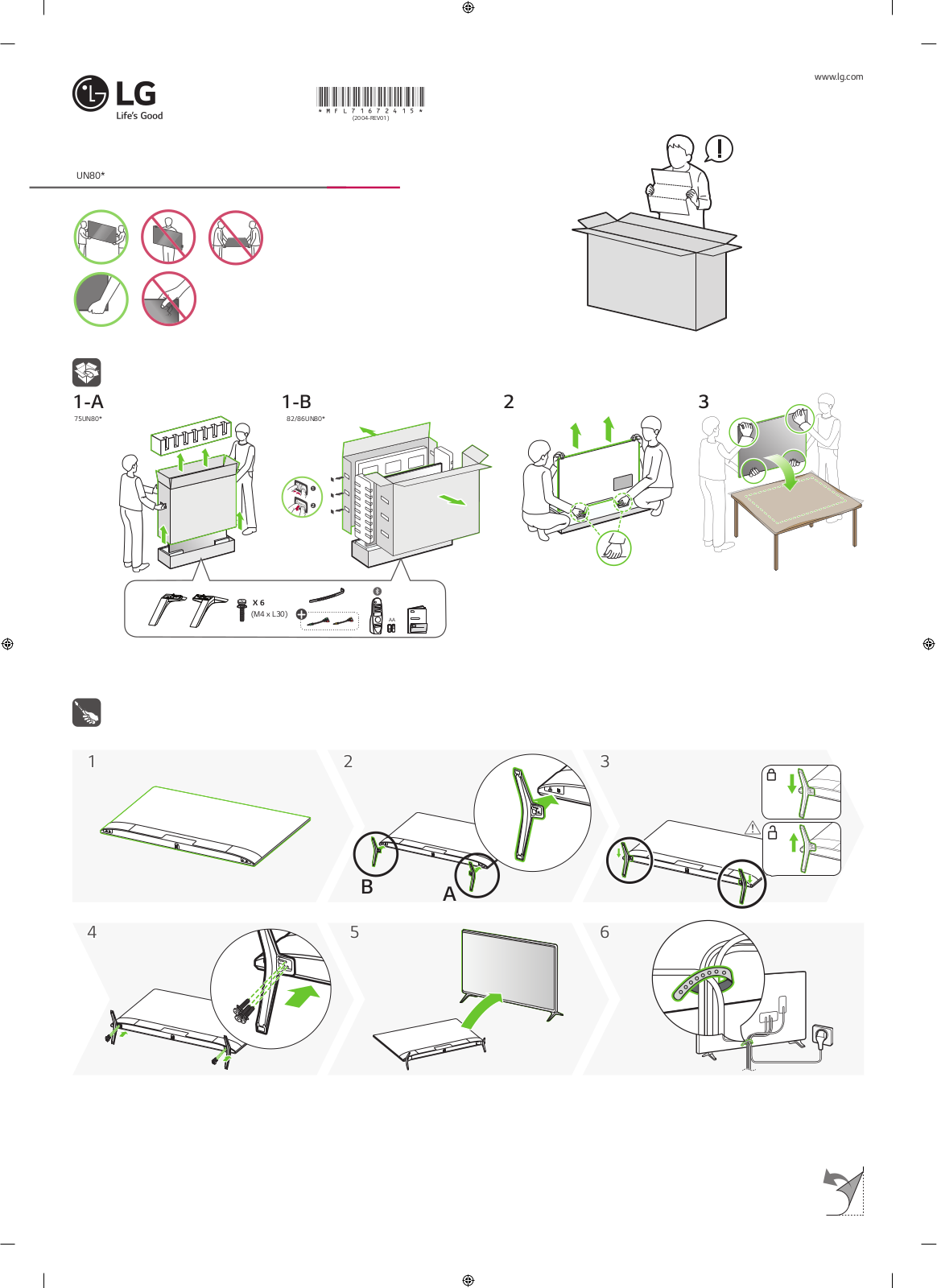 LG 86UN8080PVA Quick Setup Guide