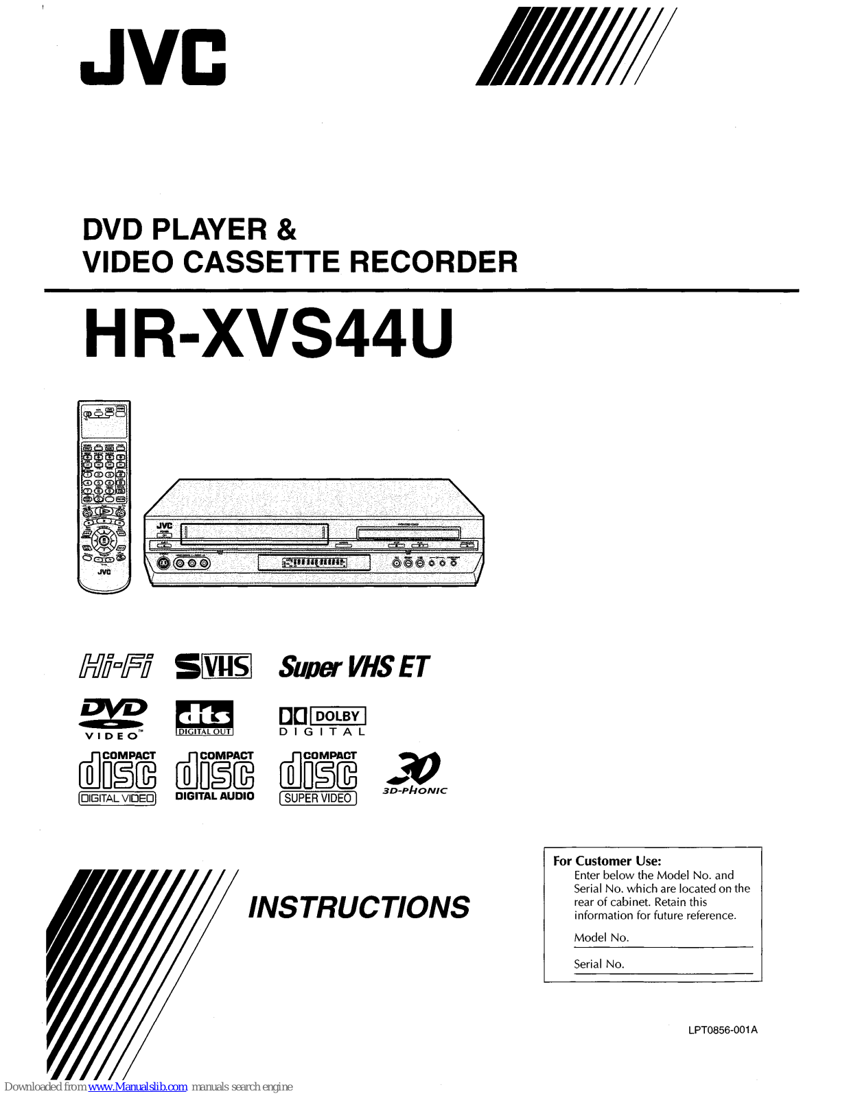 JVC HR-XVS44 Instructions Manual