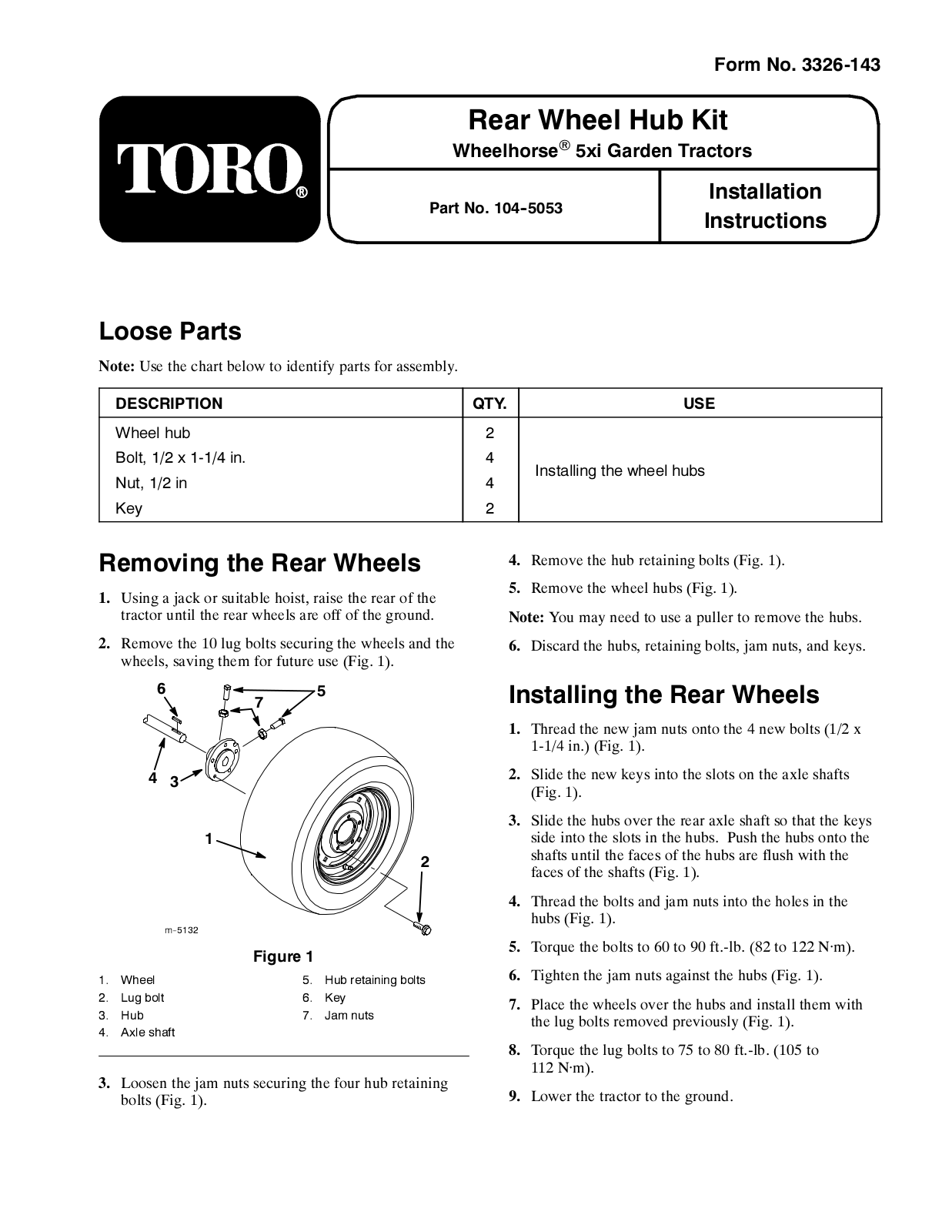 Toro 104-5053 Installation Instructions