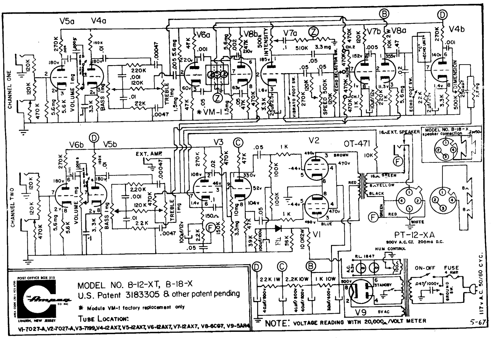 Ampeg b 12xt schematic