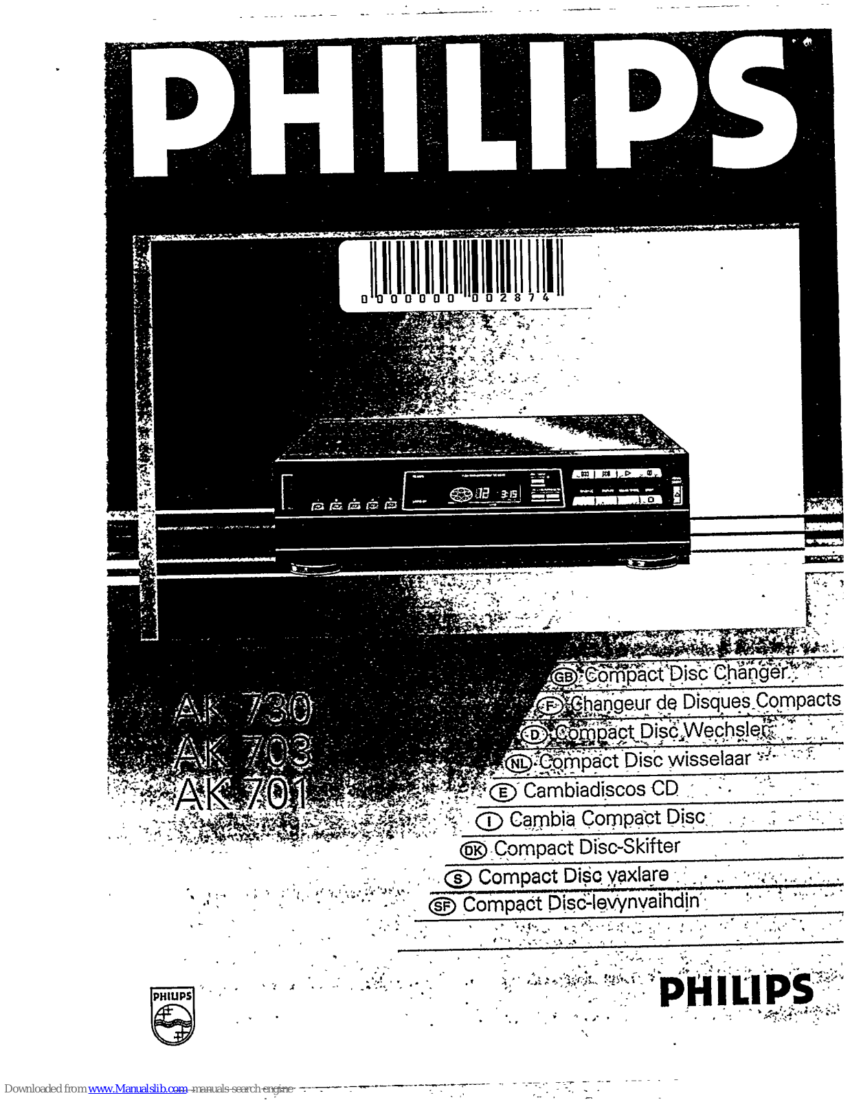 Philips Compact Disc Changer, AK 730, AK 703, AK 701 User Manual