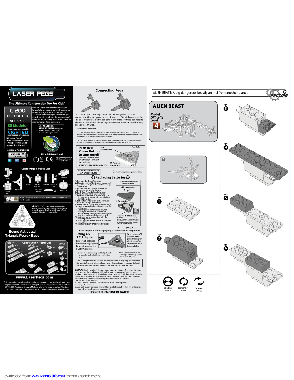 Laser Pegs CI200 Alien Beast Assembly Instructions Manual