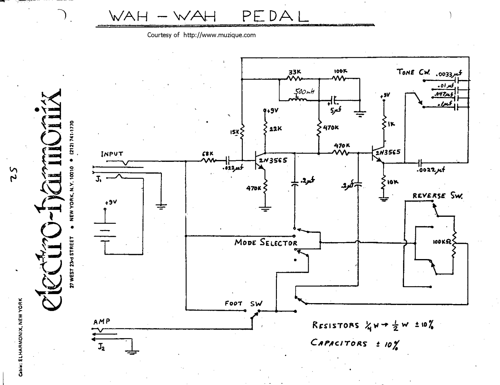 Electro Harmonix wah schematic