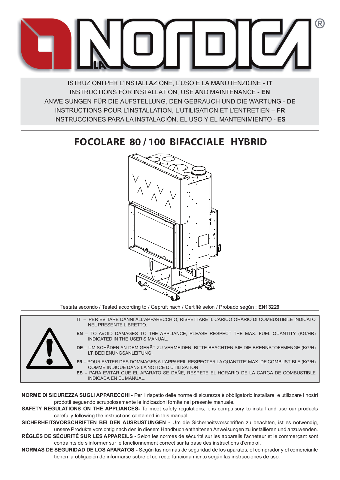 La Nordica Focolare 80 Bifacciale Hybrid, Focolare 100 Bifacciale Hybrid User guide