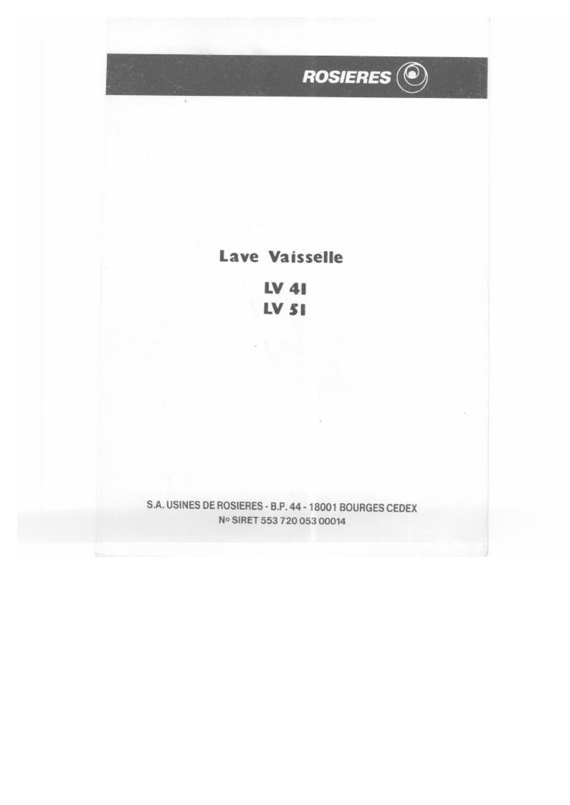 Rosieres LV 51, LV 41 User Manual