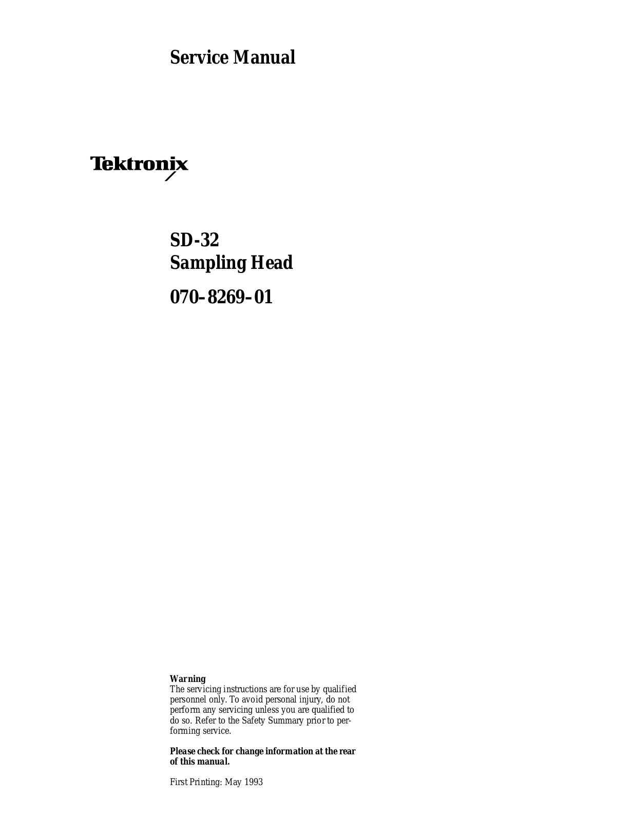 Tektronix SD-32 Service Manual