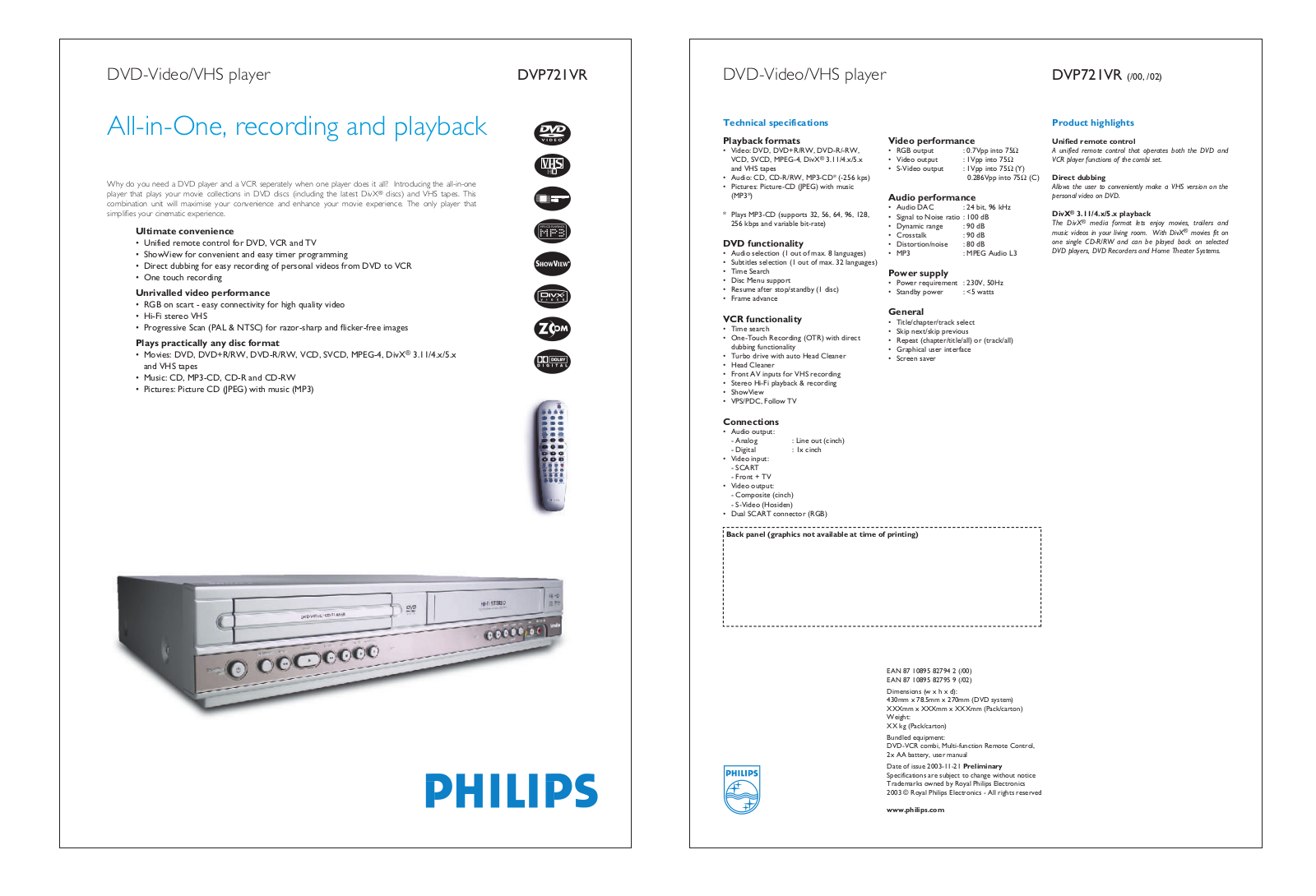 Philips DVP721VR BROCHURE