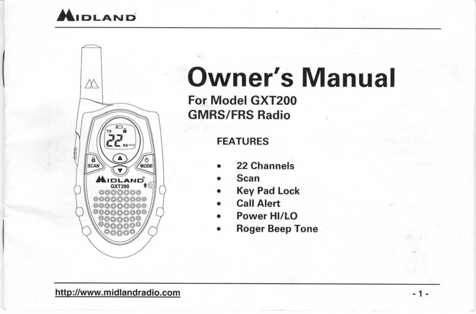 Midland Radio GXT200 User Manual