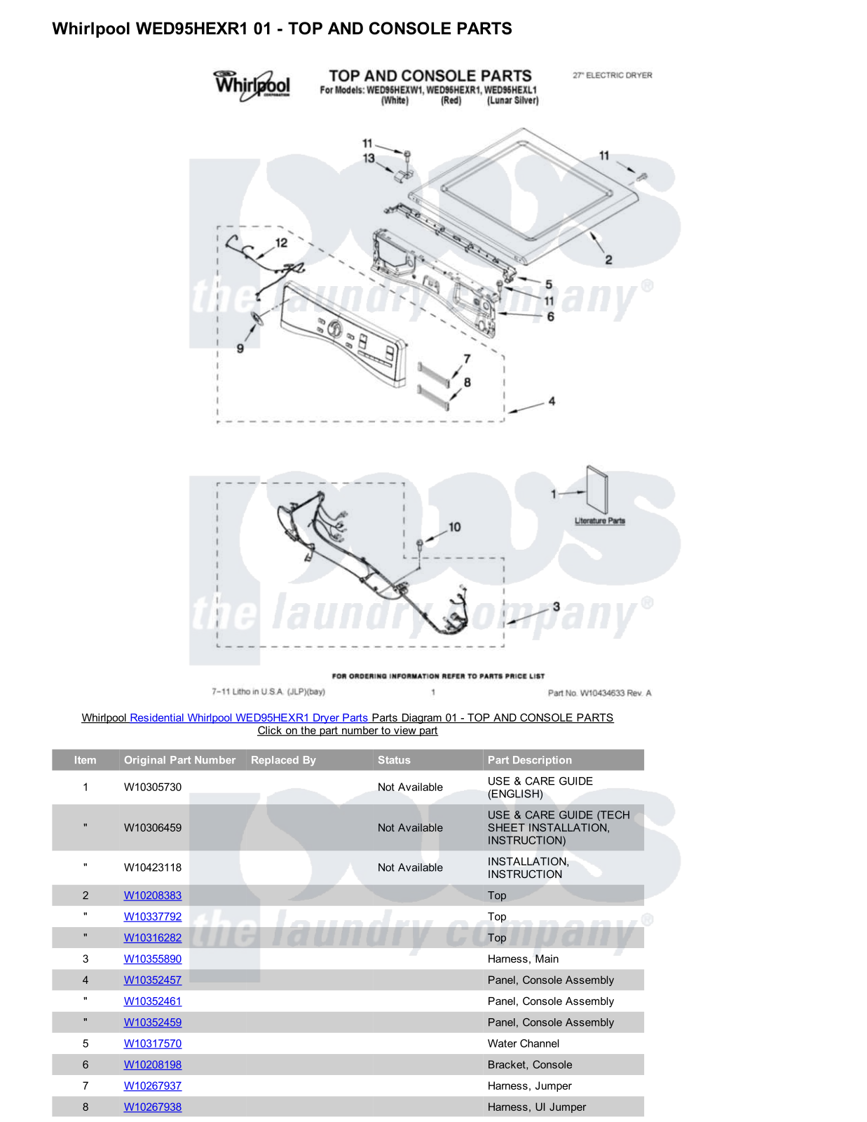 Whirlpool WED95HEXR1 Parts Diagram