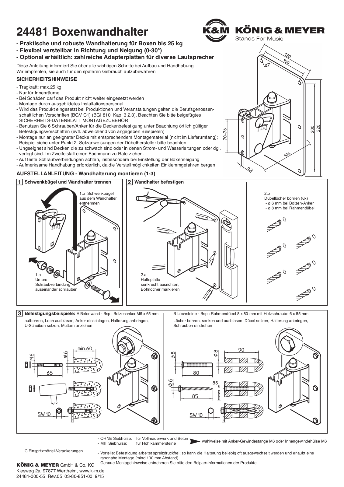 Konig & Meyer 24481 Specification