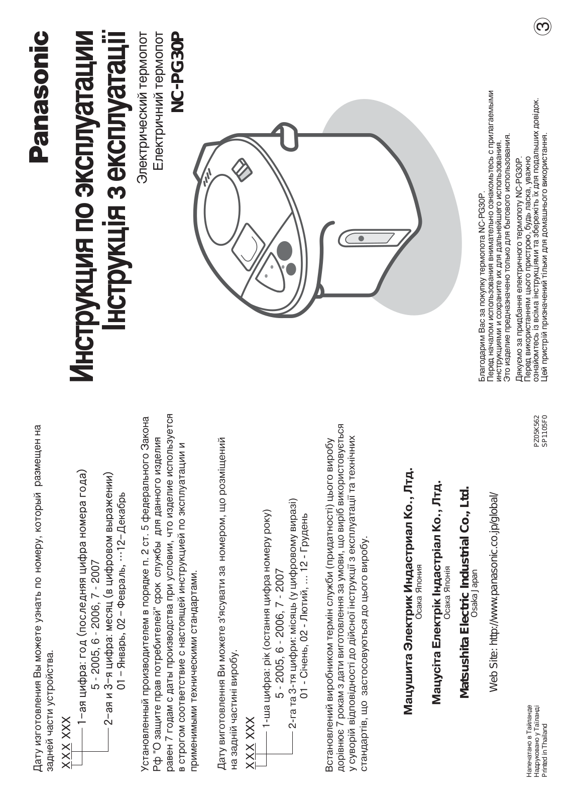 Panasonic NC-PG30 User Manual