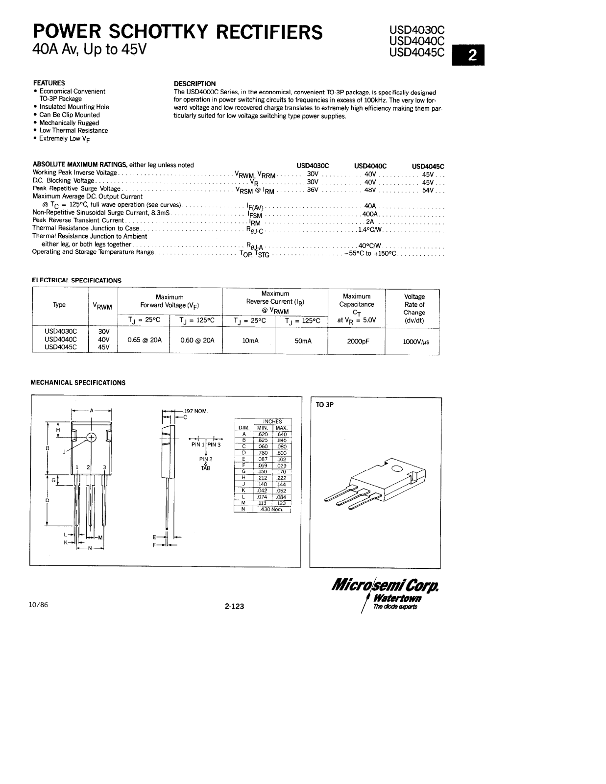 Microsemi USD4045C, USD4040C, USD4030C Datasheet