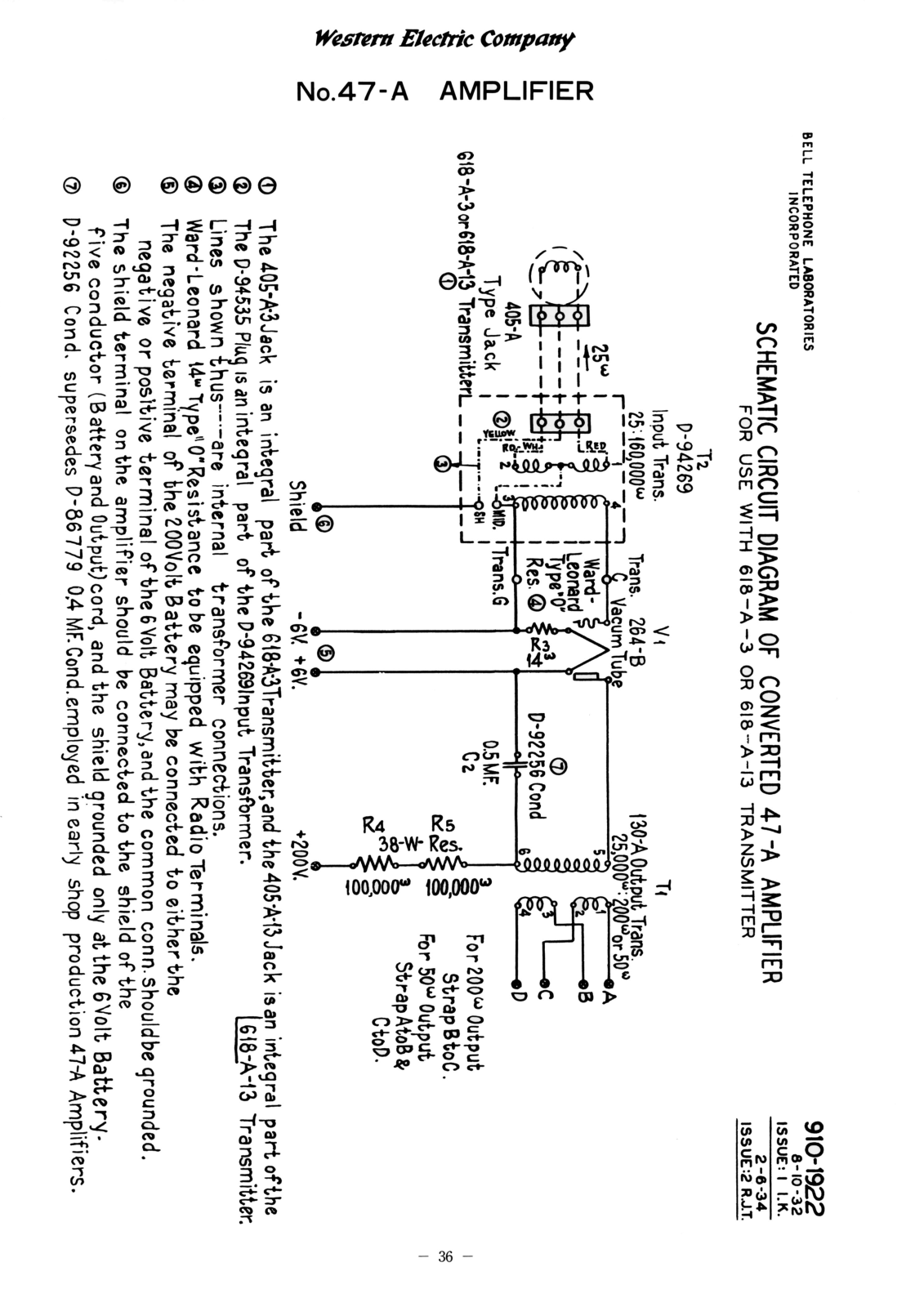 Western Electric 47-A Schematic