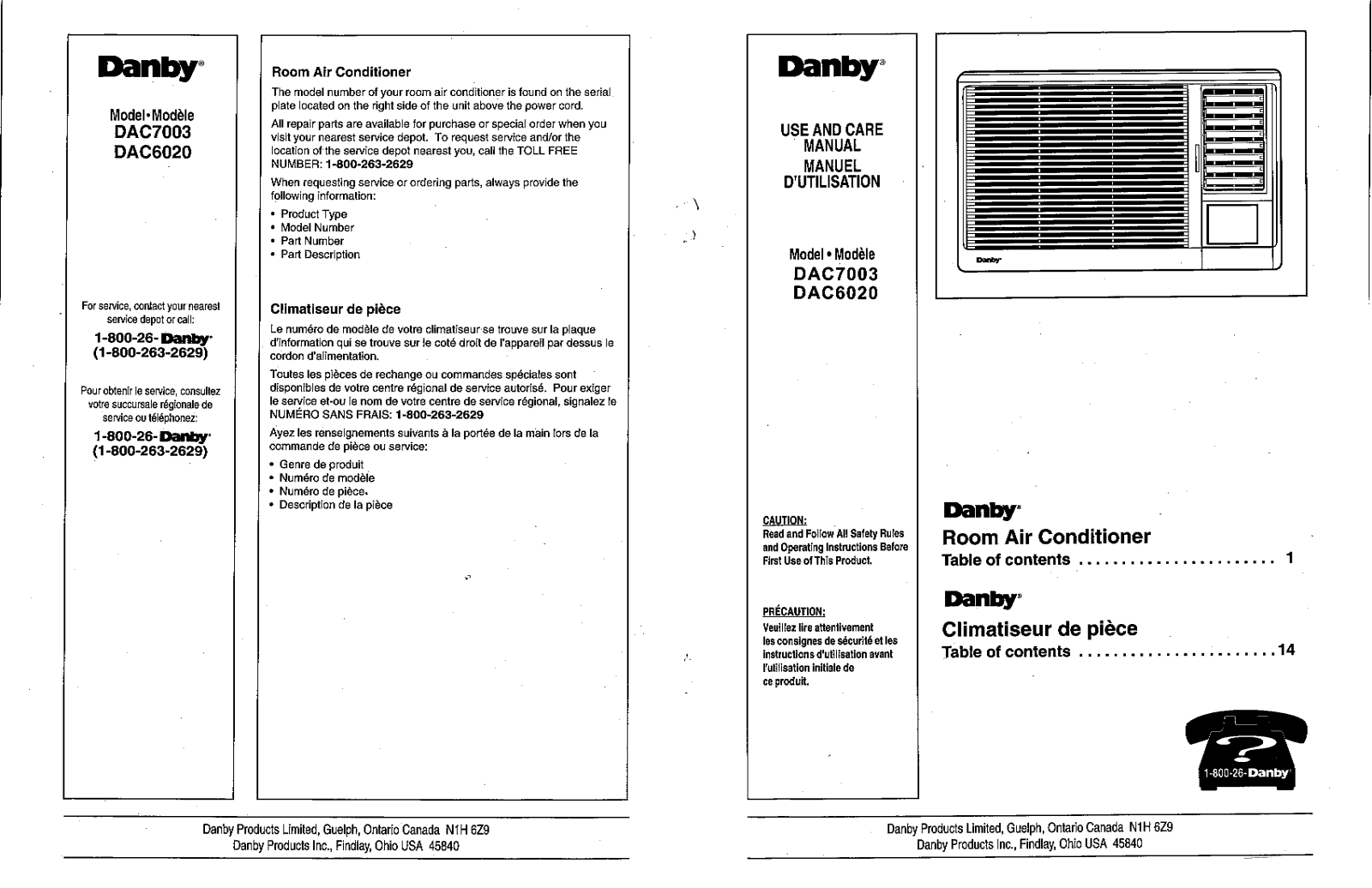 Danby DAC6020, DAC7003 User Manual