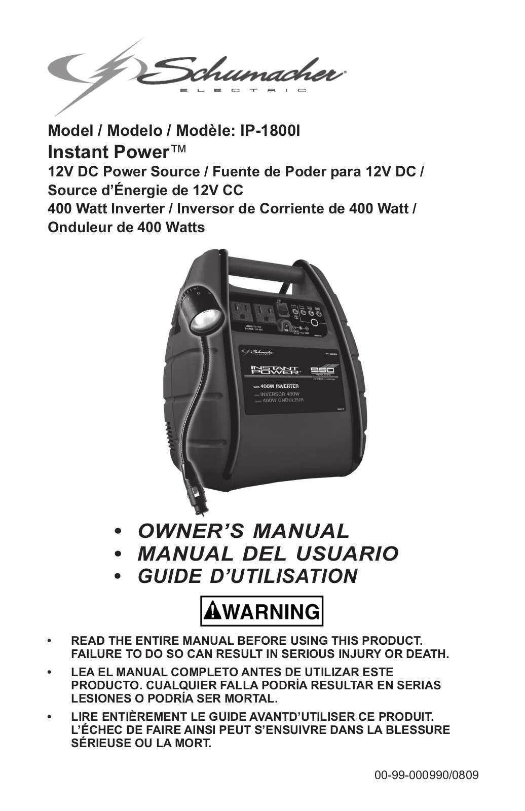 Schumacher 00-99-000990-0809, 94026936, IP-1800I User Manual