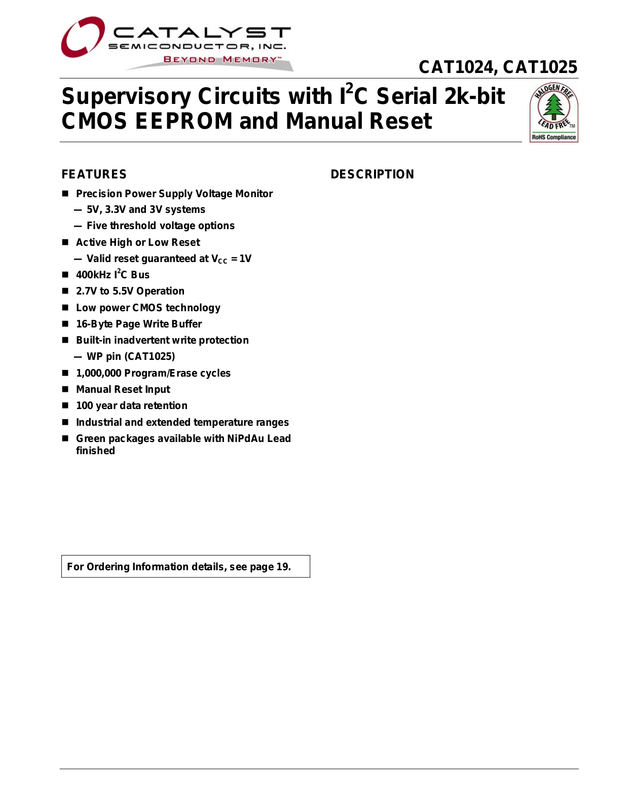 CATALYST CAT1024, CAT1025 Service Manual