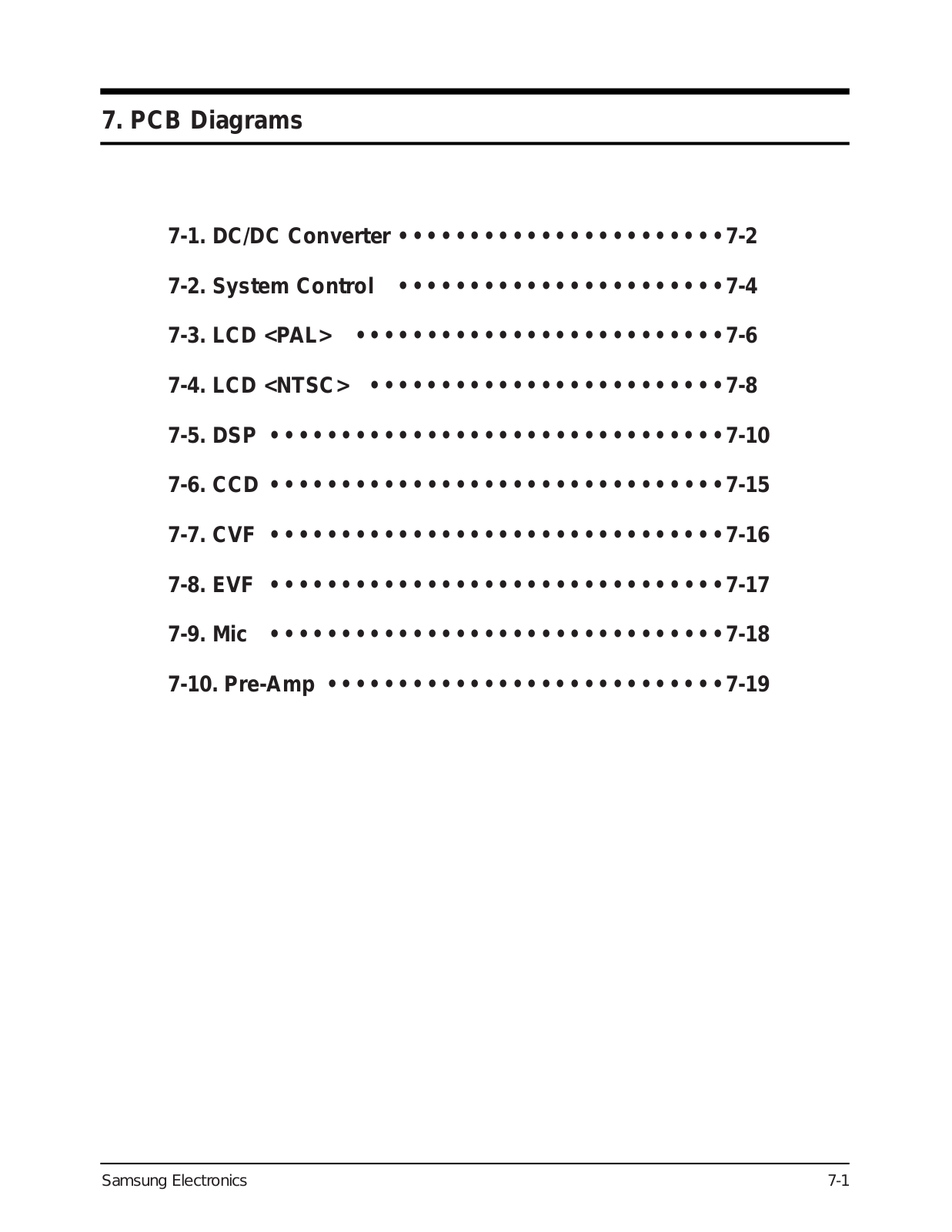 Samsung VP-D55, VP-D60, VP-D65 PCB Diagram